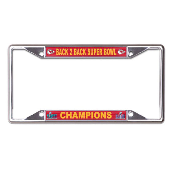 Kansas City Chiefs 2024 Super Bowl LVIII Champions 6.25"x12.25" Metal License Plate Frame - 757 Sports Collectibles