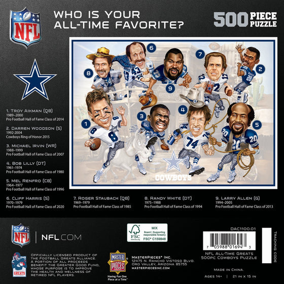 Dallas Cowboys - All Time Greats 500 Piece Jigsaw Puzzle - 757 Sports Collectibles