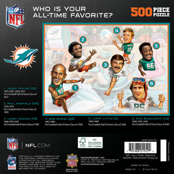 Miami Dolphins - All Time Greats 500 Piece Jigsaw Puzzle - 757 Sports Collectibles