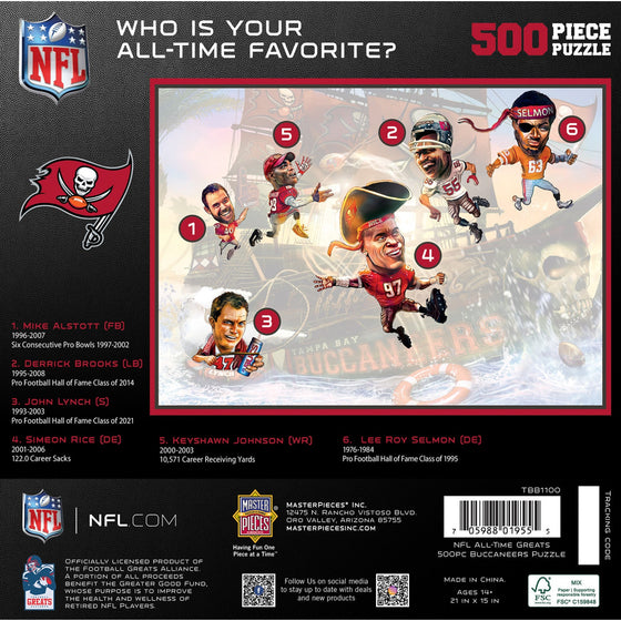 Tampa Bay Buccaneers - All Time Greats 500 Piece Jigsaw Puzzle - 757 Sports Collectibles