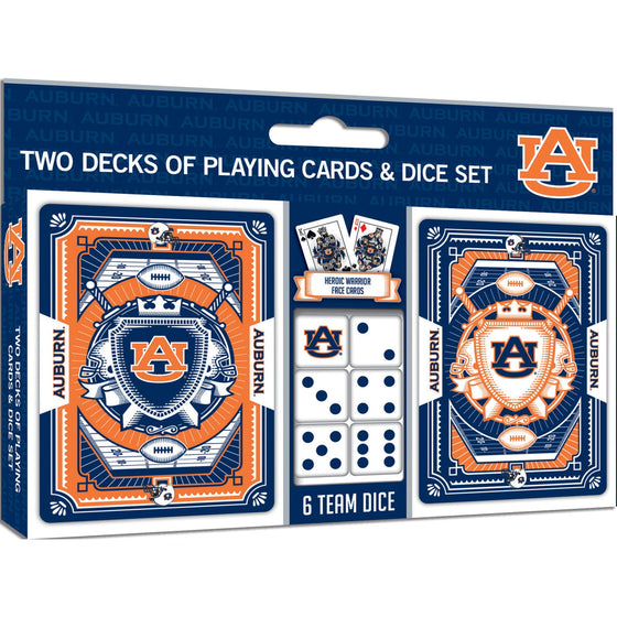 Auburn Tigers - 2-Pack Playing Cards & Dice Set - 757 Sports Collectibles