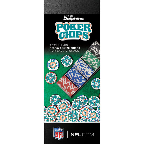 Miami Dolphins 100 Piece Poker Chips - 757 Sports Collectibles