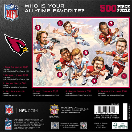 Arizona Cardinals - All Time Greats 500 Piece Jigsaw Puzzle - 757 Sports Collectibles