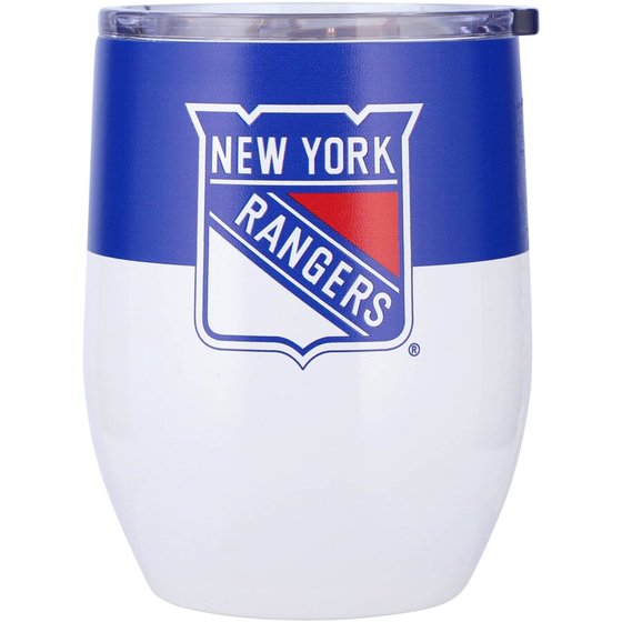 New York Rangers Travel Tumbler 16oz Stainless Steel Curved - Special Order