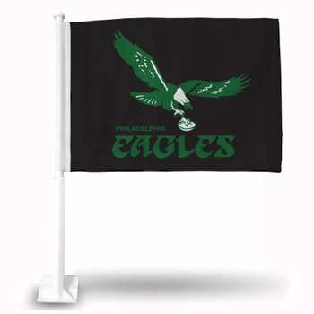 Philadelphia Eagles Black Double Sided Car Flag - 16" x 19"