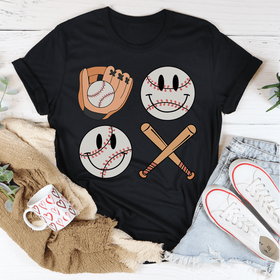 Retro Smiley Baseball T-Shirt-1