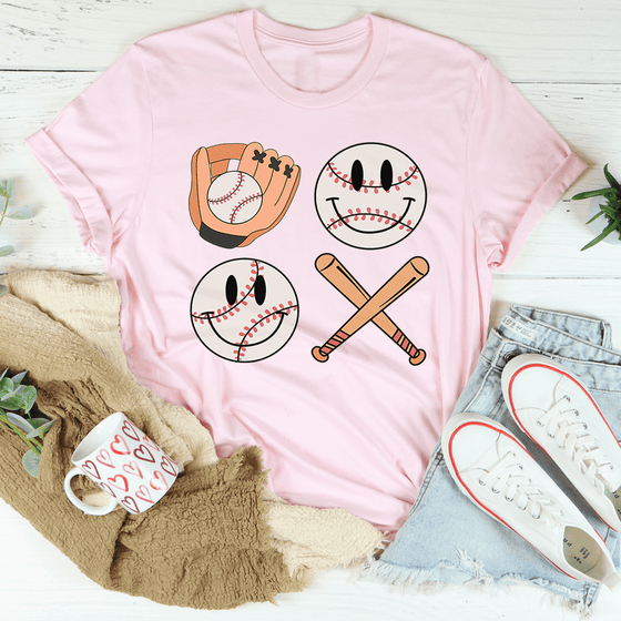 Retro Smiley Baseball T-Shirt-2