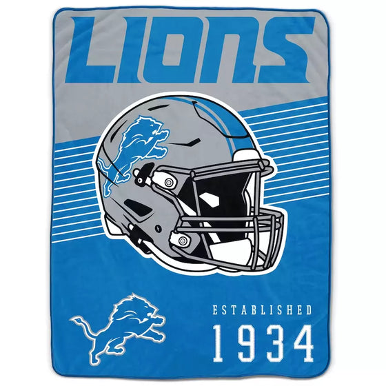 Detroit Lions 60" x 80" Helmet/Hat Stripe Ultra Soft Plush Throw Blanket