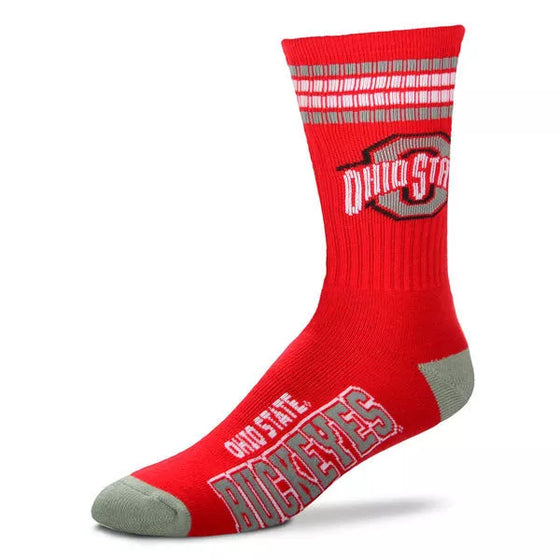 Ohio State Buckeyes Men's Crew Socks Large Size 10 to 13 4 Stripe