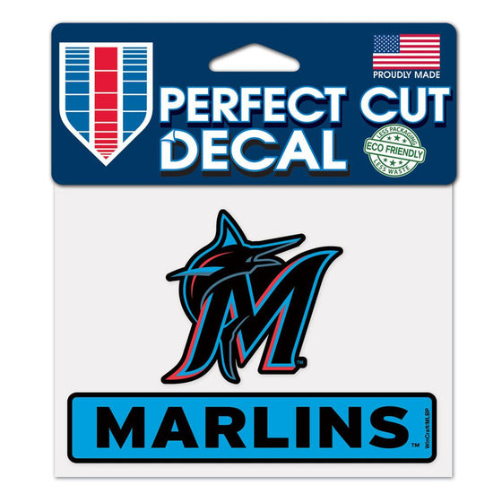 Miami Marlins Decal 4.5x5.75 Perfect Cut Color - Special Order