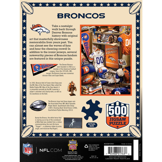 Denver Broncos - Locker Room 500 Piece Jigsaw Puzzle - 757 Sports Collectibles