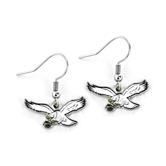 PHILADELPHIA EAGLES RETRO WHITE EAGLE DANGLER EARRINGS