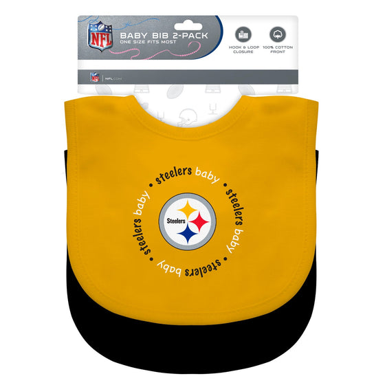 Pittsburgh Steelers - Baby Bibs 2-Pack - Yellow & Black - 757 Sports Collectibles