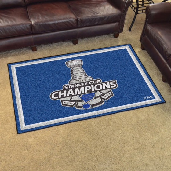 St. Louis Blues 2019 Stanley Cup Champions 5x8 Plush Rug