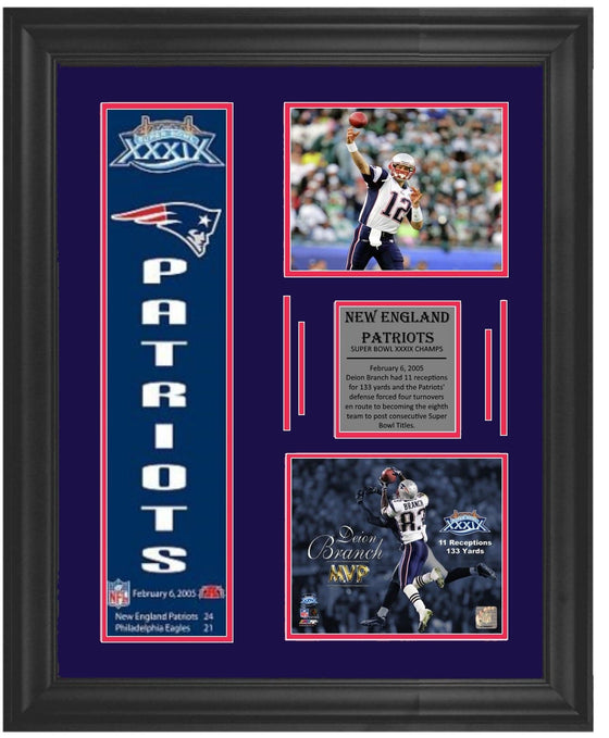 New England Patriots Deluxe Framed Super Bowl 39 XXXIX Heritage Banner 24x35 - 757 Sports Collectibles