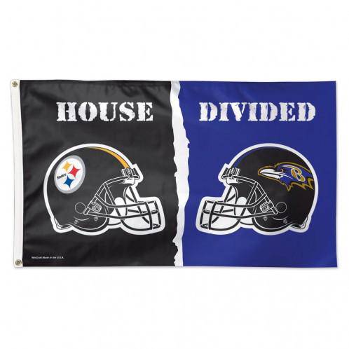 Pittsburgh Steelers Baltimore Ravens 3'x5' Deluxe House Divide Flag - 757 Sports Collectibles