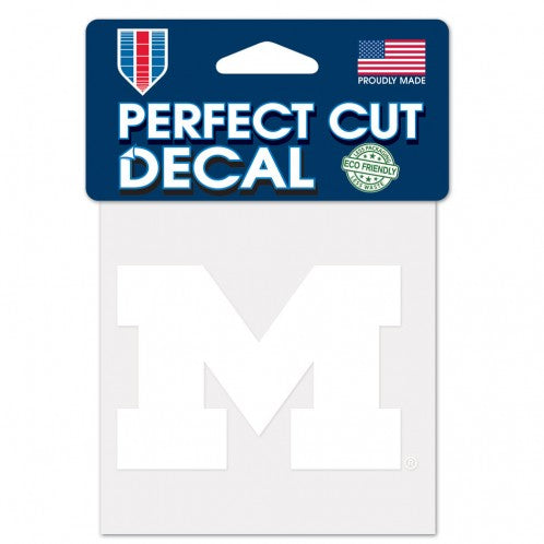 NCAA Michigan Wolverines Perfect Cut 4x4 Diecut Decal (White)