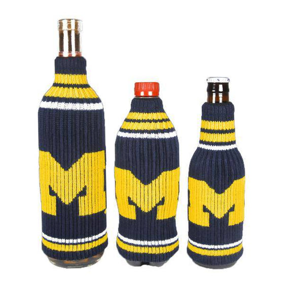 Michigan Wolverines Krazy Kover Bottle Insulator Strecthable Knit - 757 Sports Collectibles