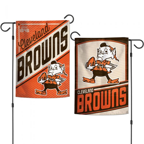 CLEVELAND BROWNS / CLASSIC LOGO RETRO GARDEN FLAGS 2 SIDED 12.5" X 18"