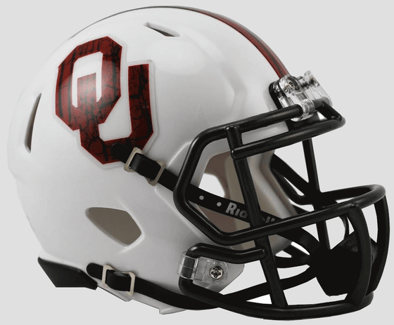 Oklahoma Sooners NCAA Mini Speed Football Helmet <B>Bring The Wood White</B>