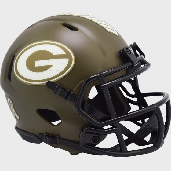 Green Bay Packers NFL Mini Speed Football Helmet <B>SALUTE TO SERVICE</B>