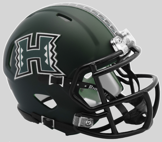 Hawaii Warriors NCAA Mini Speed Football Helmet <B>Matte Green 2017</B>