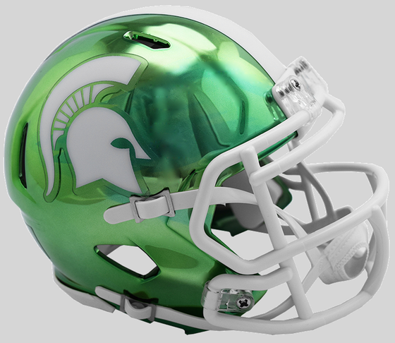 Michigan State Spartans NCAA Mini Chrome Speed Football Helmet <B>2018 Chrome SALE</B>