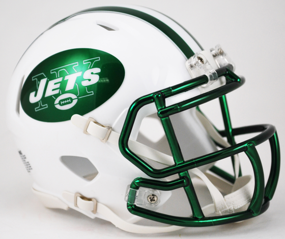 New York Jets NFL Mini Speed Football Helmet <B>2018 Chrome Green Mask</B>