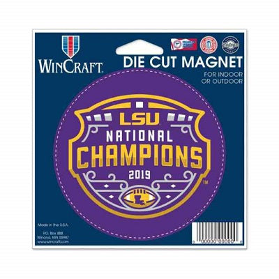 LSU Tigers National Champions Die Cut Magnet 4" Diameter