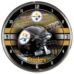 Pittsburgh Steelers Round Chrome Wall Clock (CDG)