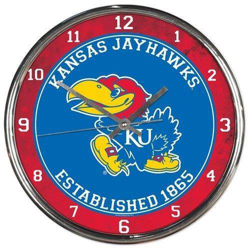 Kansas Jayhawks Round Chrome Wall Clock (CDG) - 757 Sports Collectibles