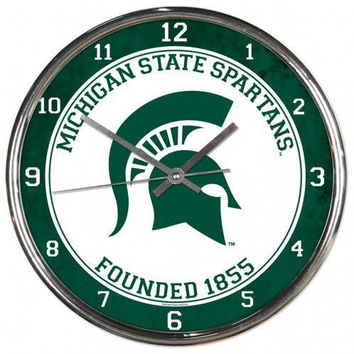 Michigan State Spartans Round Chrome Wall Clock (CDG) - 757 Sports Collectibles
