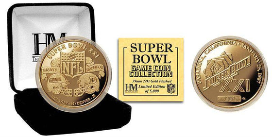Super Bowl XXI 24kt Gold Flip Coin - 757 Sports Collectibles