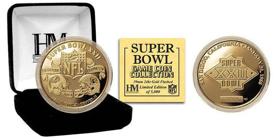 Super Bowl XXII 24kt Gold Flip Coin - 757 Sports Collectibles