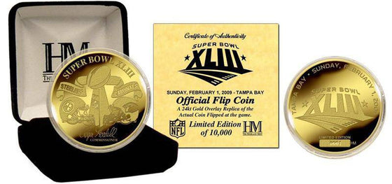 Pittsburgh Steelers v. Arizona Cardinals Super Bowl XLIII  24kt Gold Flip Coin (HM) - 757 Sports Collectibles