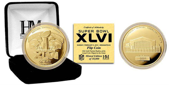 Super Bowl XLVI 24KT Gold Flip Coin - 757 Sports Collectibles