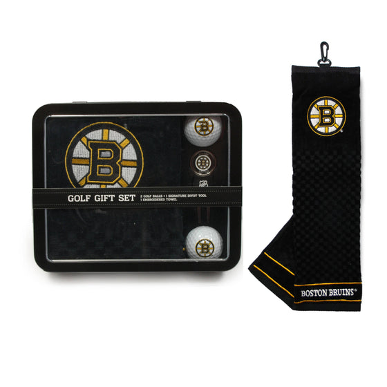 Boston Bruins Embroidered Golf Towel, 2 Golf Balls, And Divot Tool Set - 757 Sports Collectibles