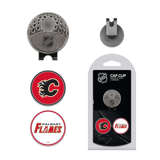 Calgary Flames Cap Clip With 2 Golf Ball Markers - 757 Sports Collectibles