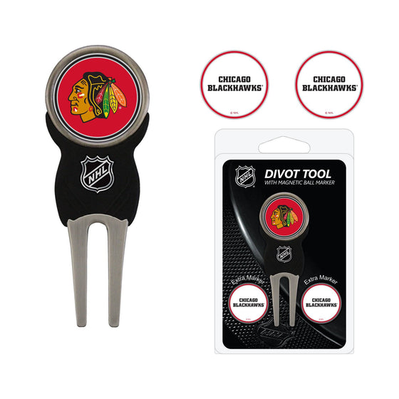 Chicago Blackhawks Divot Tool Pack With 3 Golf Ball Markers - 757 Sports Collectibles