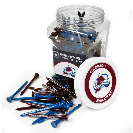 Colorado Avalanche Jar Of 175 Golf Tees - 757 Sports Collectibles