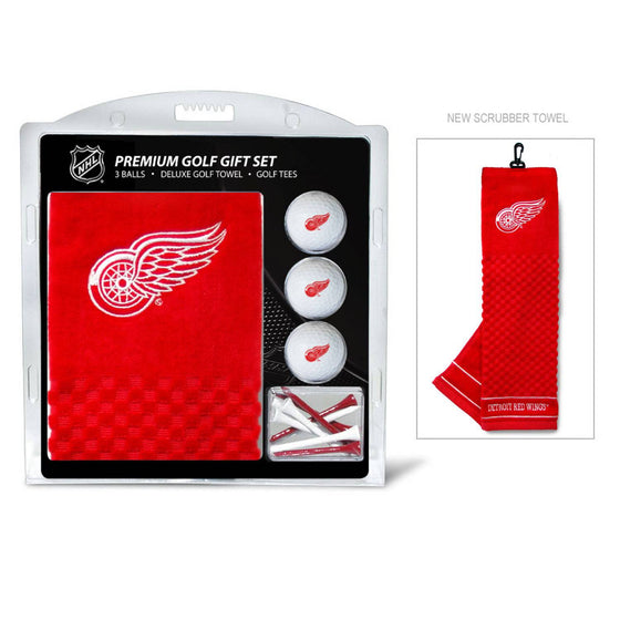 Detroit Red Wings Embroidered Golf Towel, 3 Golf Ball, And Golf Tee Set - 757 Sports Collectibles