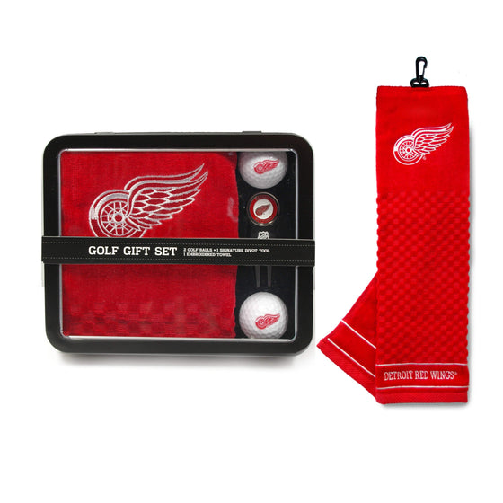 Detroit Red Wings Embroidered Golf Towel, 2 Golf Balls, And Divot Tool Set - 757 Sports Collectibles