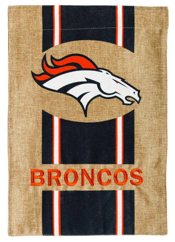 Denver Broncos 12.5"x18" 2 Sided Embroidered Applique Burlap Garden Flag - 757 Sports Collectibles