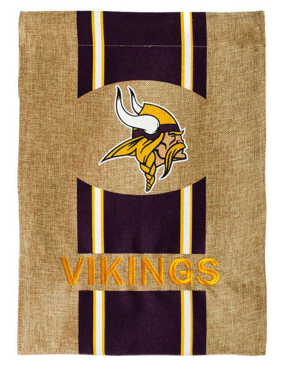 Minnesota Vikings 12.5"x18" 2 Sided Embroidered Applique Burlap Garden Flag - 757 Sports Collectibles