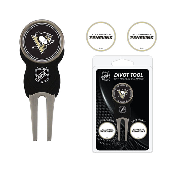 Pittsburgh Penguins Divot Tool Pack With 3 Golf Ball Markers - 757 Sports Collectibles