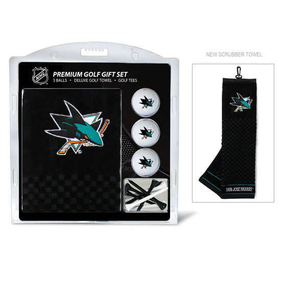 San Jose Sharks Embroidered Golf Towel, 3 Golf Ball, And Golf Tee Set - 757 Sports Collectibles