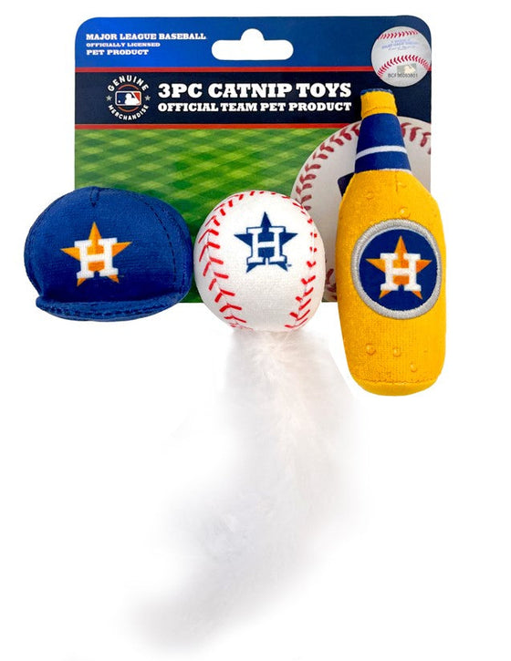 Houston Astros 3 pc Cat Nip Toy Set Pets First