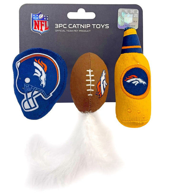 Denver Broncos 3 pc Cat Nip Toy Set Pets First