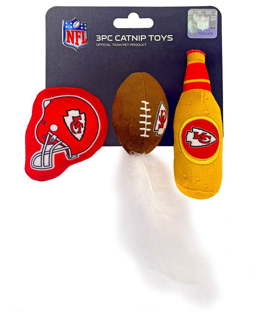 Kansas City Chiefs 3 pc Cat Nip Toy Set Pets First