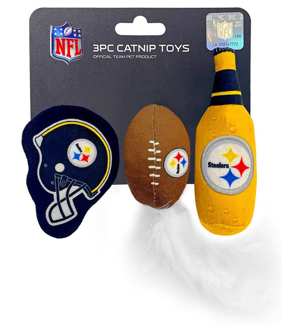 Pittsburgh Steelers 3 pc Cat Nip Toy Set Pets First